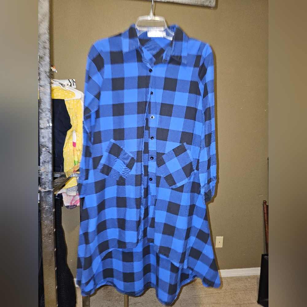 Asymmetrical Blue and Black Dress